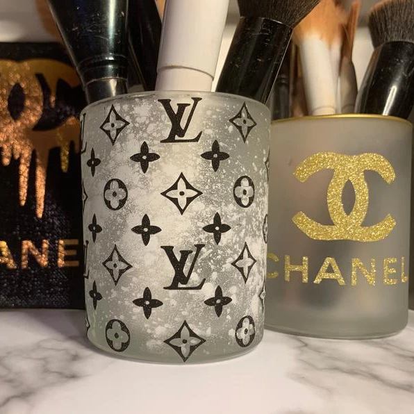 

Makeup storage makeup brush holder cup White Glass Personalised Pen Holder