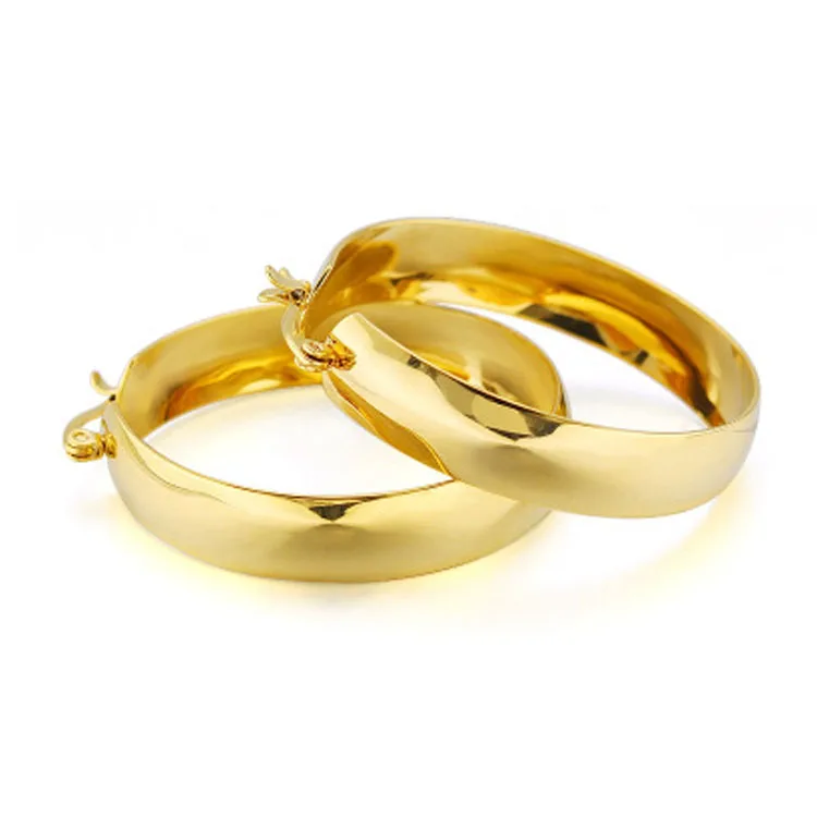 

Exaggerated Wide Edge Big Earring Trend Round  Stainless Steel Small Big Circle Hoop Earrings for Women Jewelry