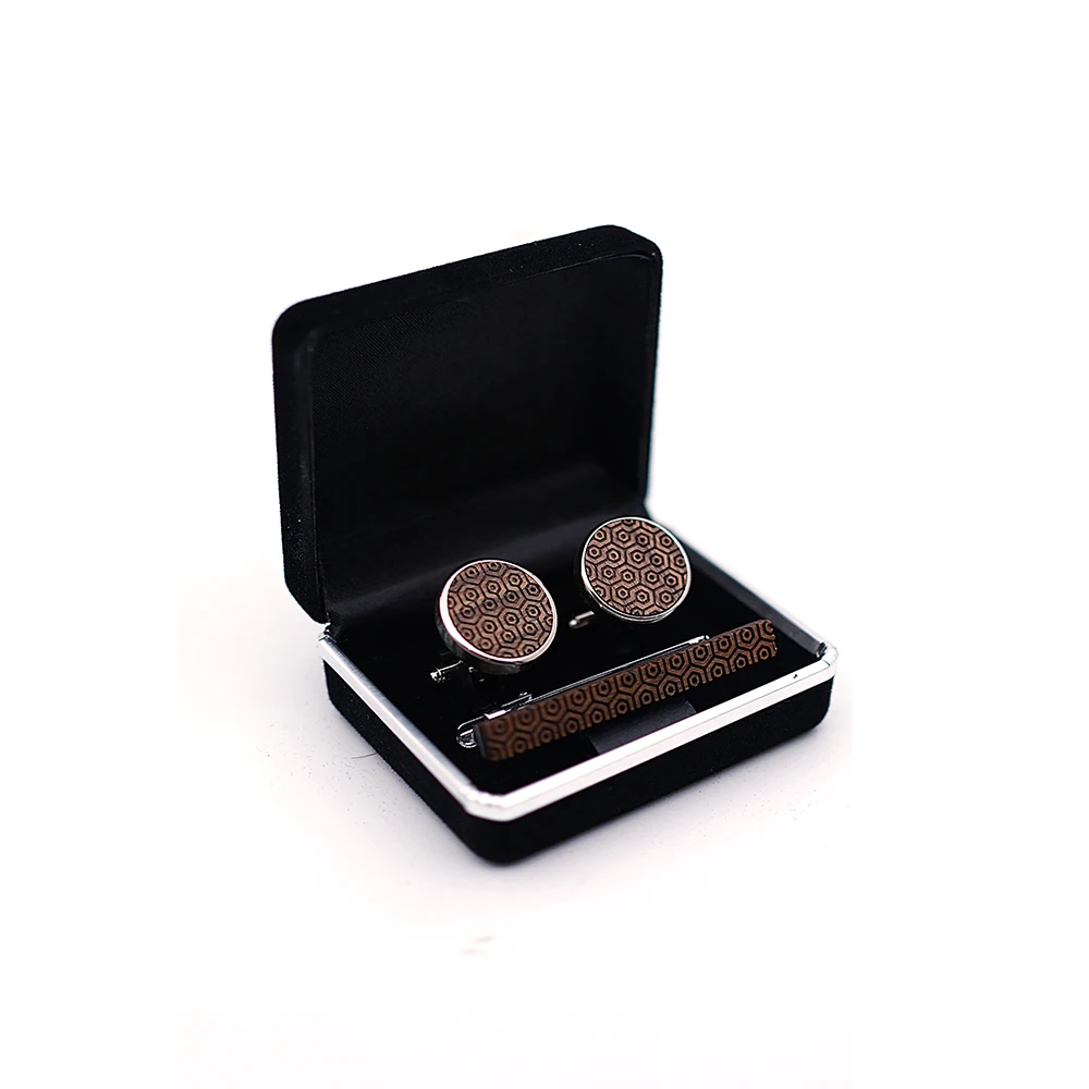 

Wood Clip and Cufflink Set for Men Classic Meter Tie Clips Cufflinks Sets Copper Tie Bar Golden Tie Collar Pin Jewelry XT-011