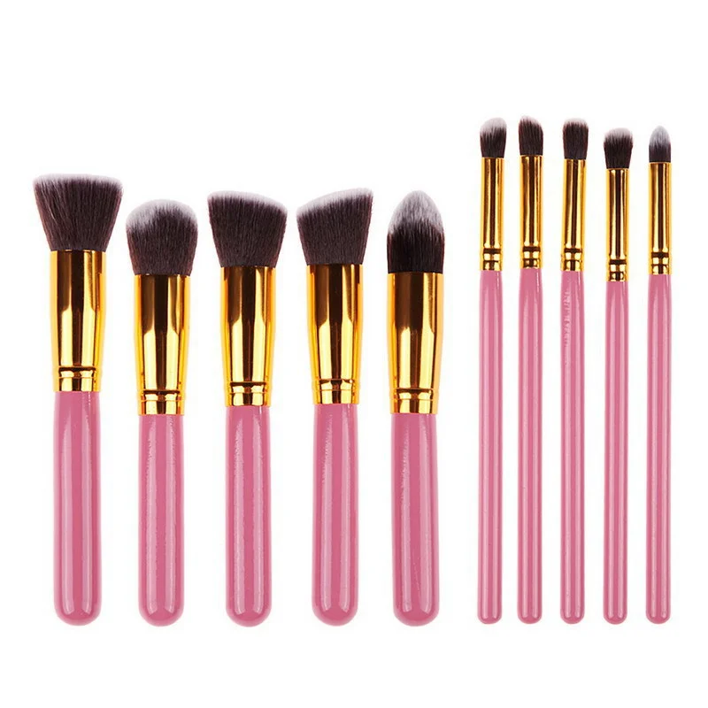 

Free Shipping 10pcs Pack Synthetic Make up Brush Set Shenzhen Factory Wholesale Cosmetics Foundation Blending Brush Makeup Tool