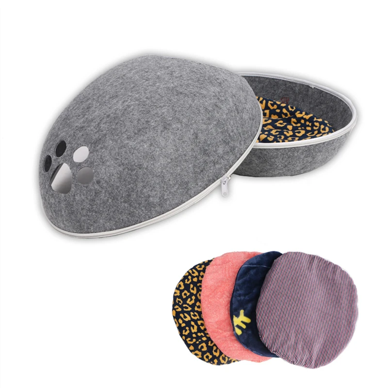

All-in-one felt pet house DIY cat house polyester environmentally friendly material eggshell cat house felt comfortable cage