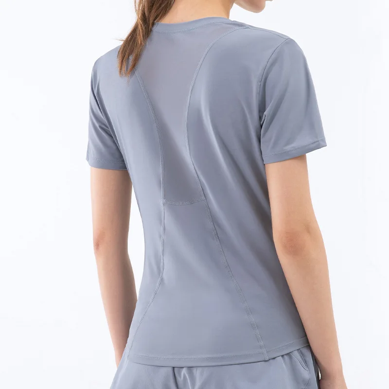 

custom Logo women's short sleeve t-shirts fashion custom yoga tank top yoga seamless yoga tops for women, Picture shows