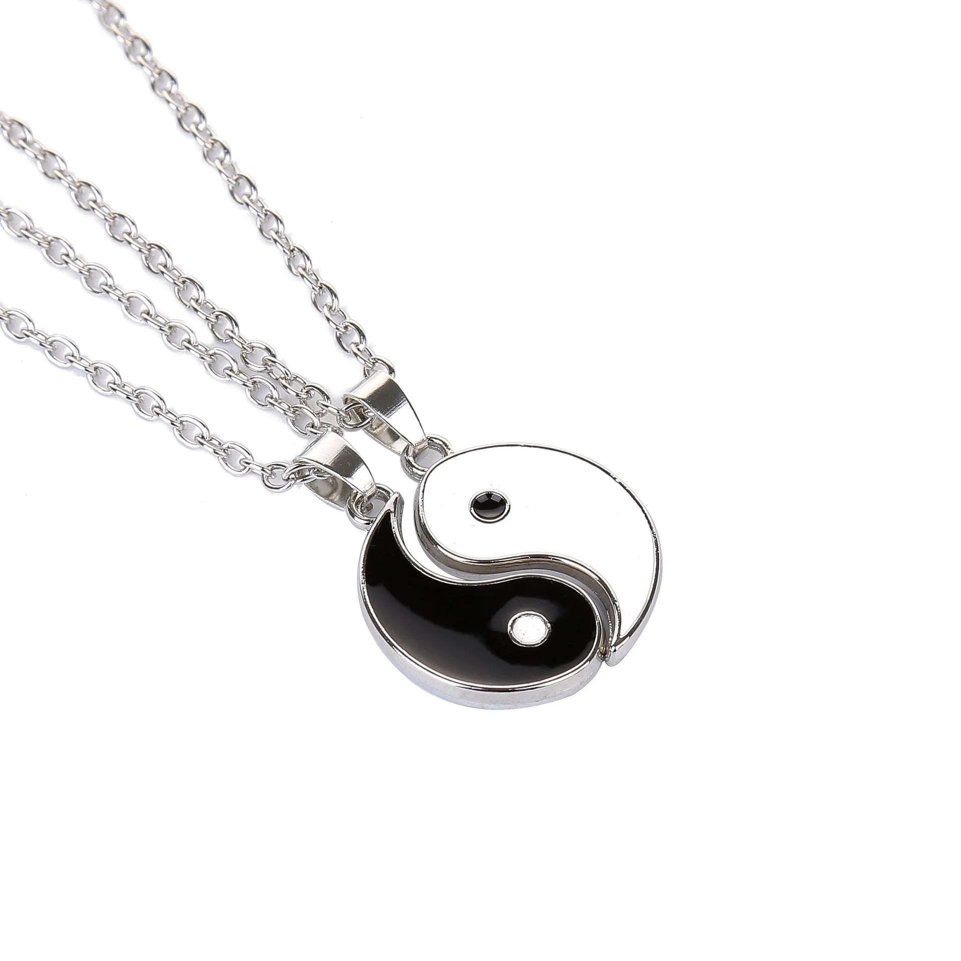 

Wholesale In Stock Religion Yin Yang Stainless Steel Enamel Couple Necklace White and Black, Custom color (pantone solide coated)