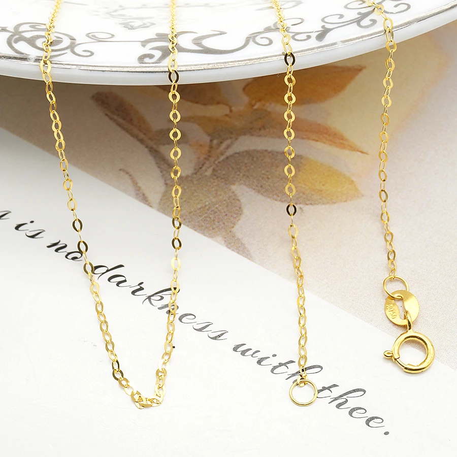

Fine Jewelry Au750 Solid Gold 18k Real Chain Necklace O Shape Cross 1mm Cuban Link 18K Pure Gold Chain Wholesale