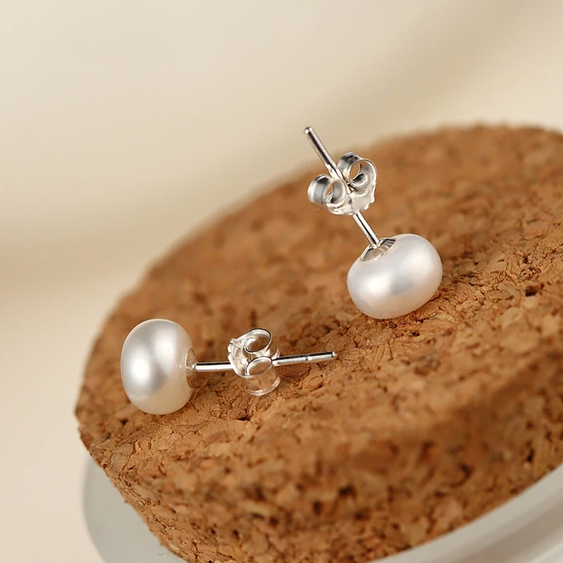 

6mm AAAA top luster 925 sterling silver earring freshwater pearl