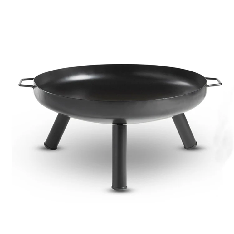 

24inch Cast Iron Outdoor Round Bowl Fire Pits with Three Legs Portable Fireplace Metal Handles, Black