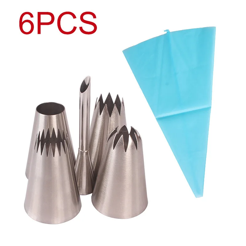 

Extra large puffs 6PCS cookie cream decorating tip set baking tools ready to ship cake tools, As picture