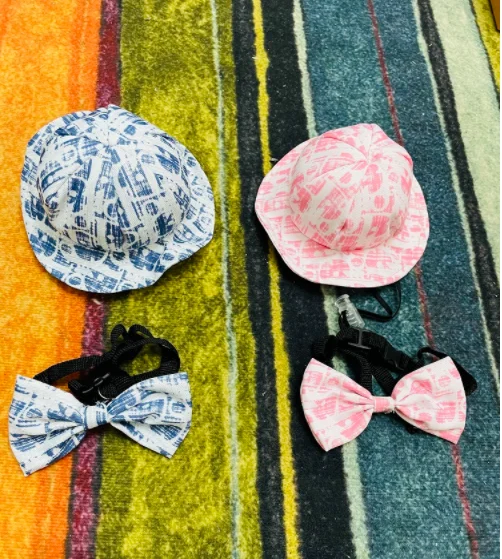 

Small dog Hot Sale Pet Accessories Luxury Brand Logo Multiple Styles Pet Dog Cap Hats Dog Bow Tie, As pictures