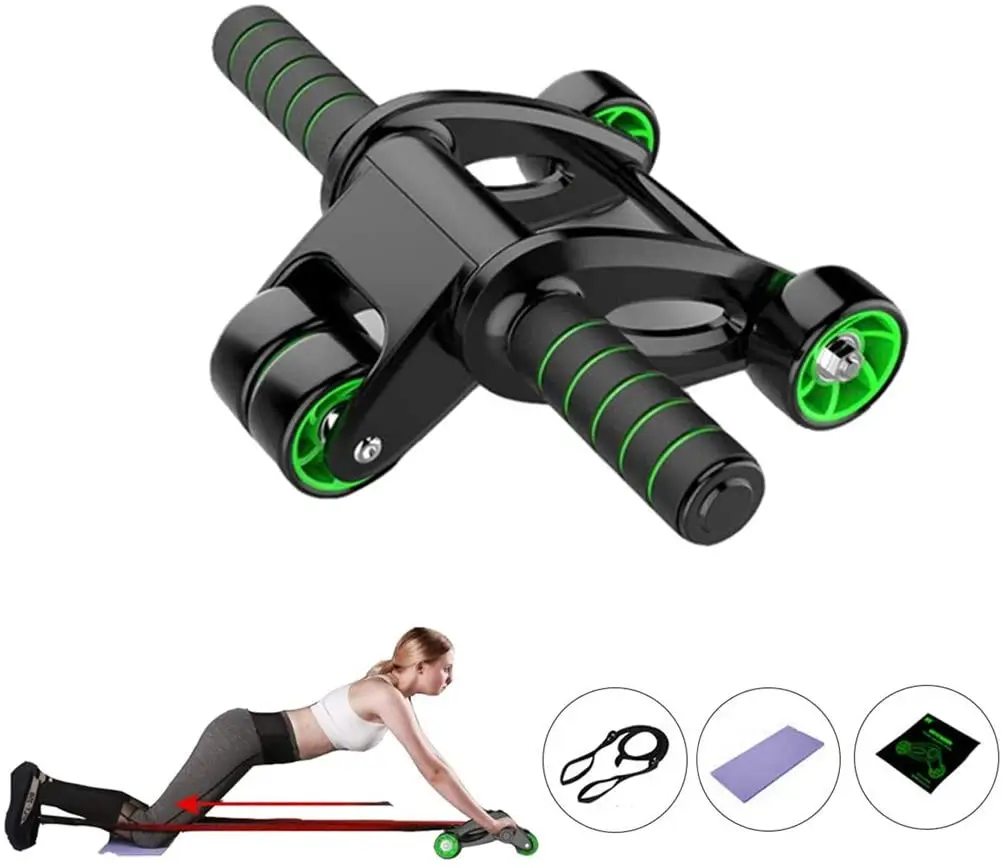 

2020 popular abdominal training abs wheel roller slider good quality foldable home gym cheaper price, Green