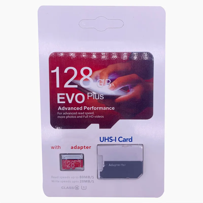 

Free Shipping New EVO Plus 256GB 128GB 64GB 32GB Memory Card UHS-I U3 Trans Flash Micro TF SD Cards with Adapter Retail Package