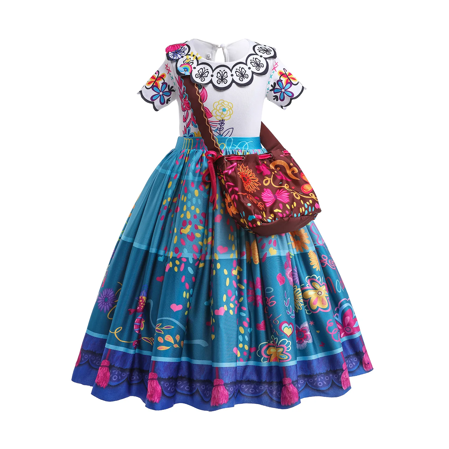 

Cartoon Encanto Series Print Kids Clothes Love Roses Dress encanto Costume Mirabell Cos Dress Girls easter Party Long Frock Gown