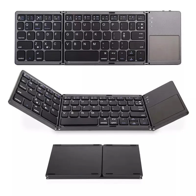 

Wireless Keyboard, Foldable and USB Wired Rechargeable Mini BT Wireless Keyboard with Touchpad Mouse for Android Windows PC, Black, white