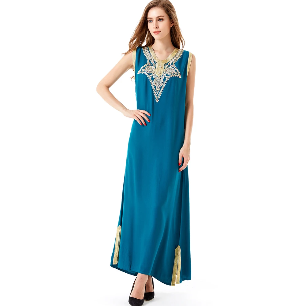 

Summer islamic clothing 1 piece muslim maxi dresses plus size plain simple gown robes dubai morrocan women caftan kaftan abaya, Cyan, blue, black, red