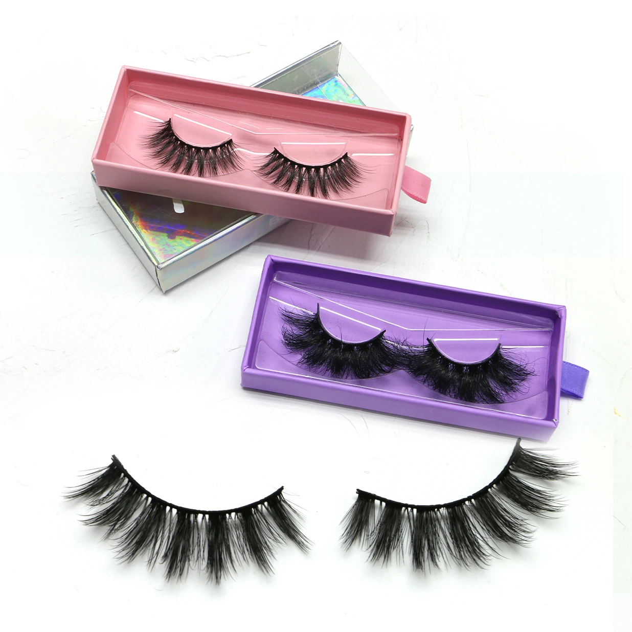 

New Arrival Factory Price False Eyelash 3D Plus Faux Mink, 3D Faux Mink Eyelash Private Label Eyelash Box, Black