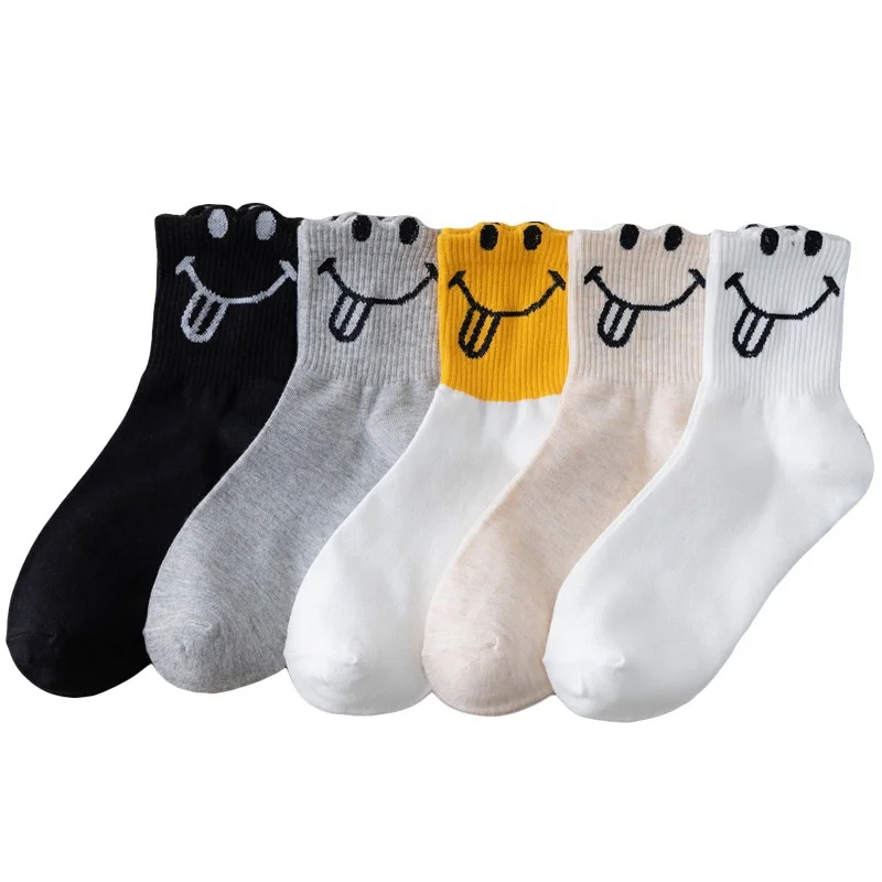 

Bright-colored smiley face socks with individual lady fancy stockings, Pantone color