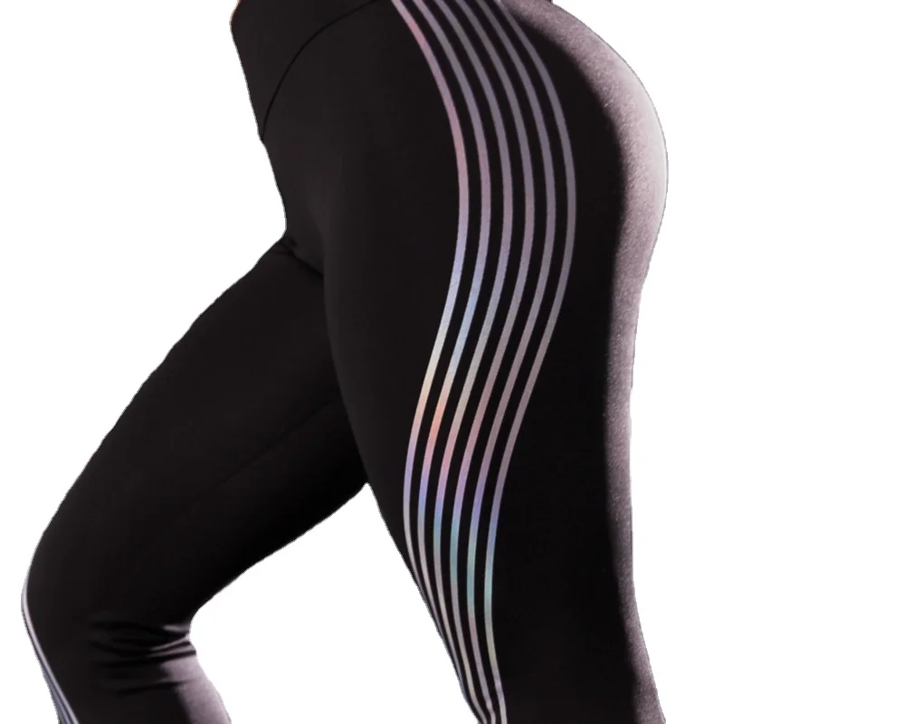

New luminous side laser printing women's fashion sports fitness tight leggings plus size