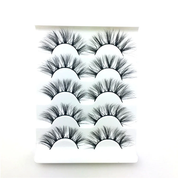 

Private label 25mm false eyelashes extensions 3D strip mink lashes 5 pairs long thick faux mink eyelash, Natural black