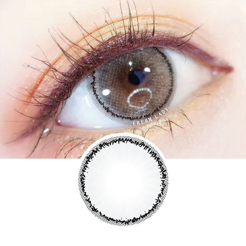 

Fresh Lady Tear Collection yearly brown grey eye colour contact lenses