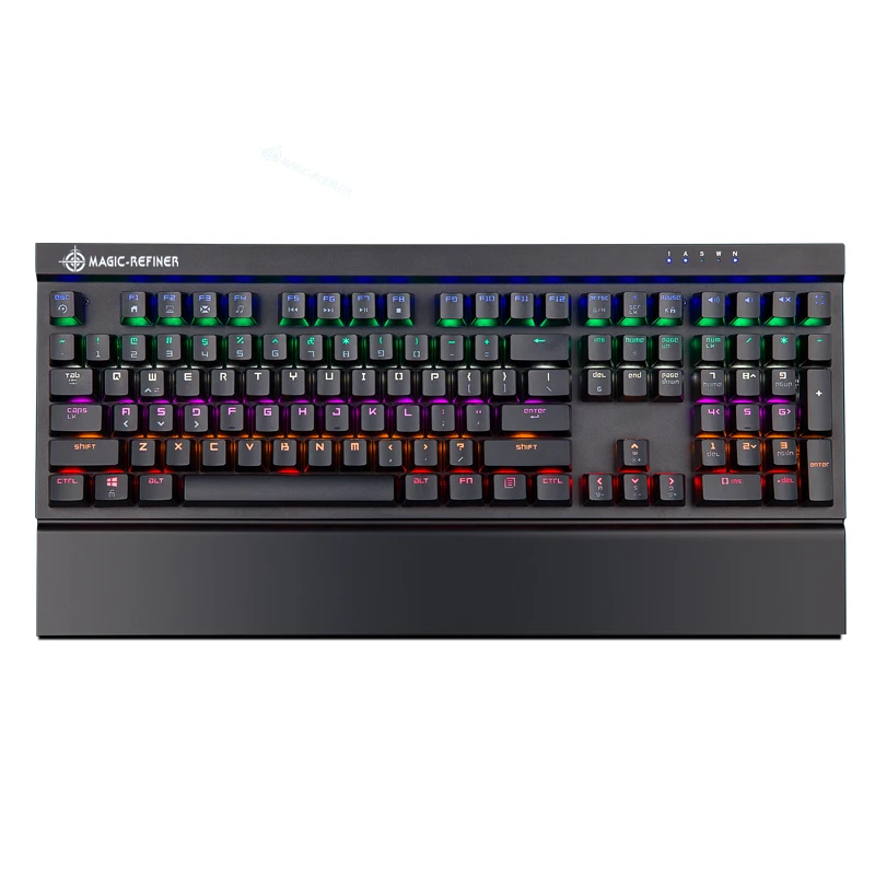 

Fast Ship 108 Full Keys Mechanical Keyboard with Wrist Rest Pad Gaming Mechanical Keyboard RGB Backling Wired USB Type C Desktop, Black