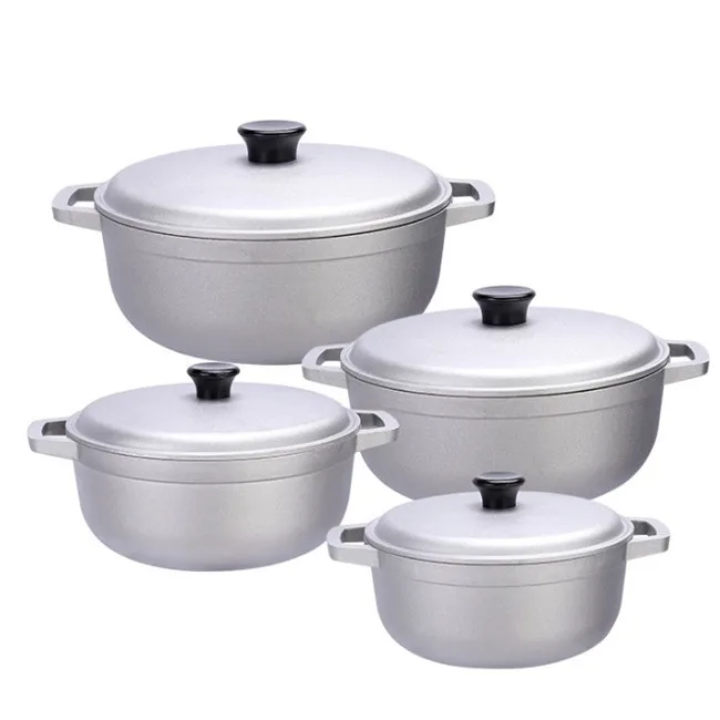 

4 Pieces 20cm to 26cm aluminum caldero cooker pot cookware sets, Silver