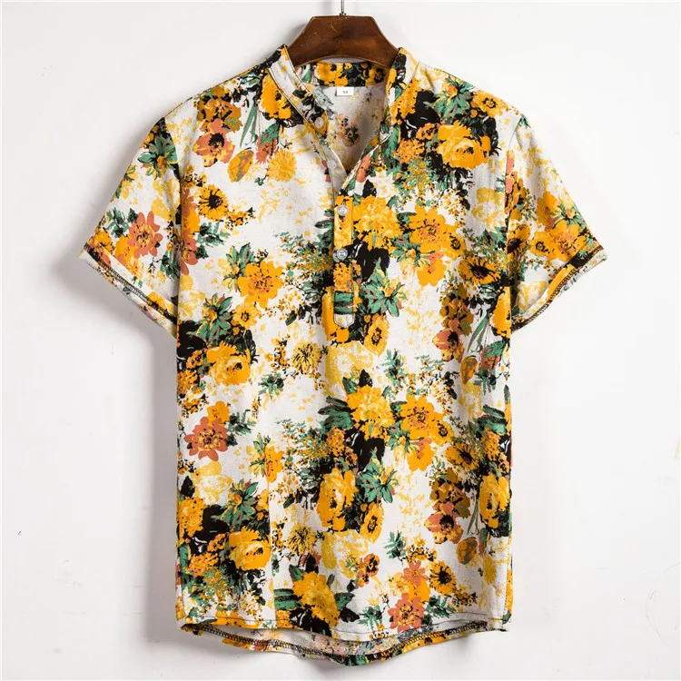 

Factory Supplier Custom Fancy Island Hawaiian Printed Floral Shirts Men, Custom color