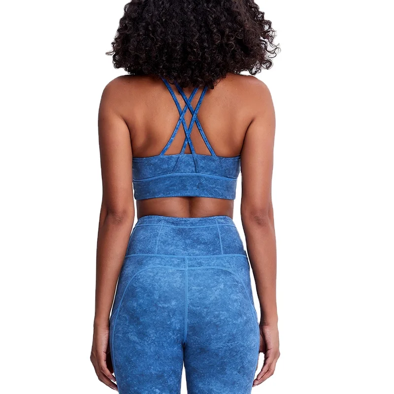 

New Design Pure Color Back Cross Fitness Running Workout Tank Top Sport Top Yoga Bra Sets