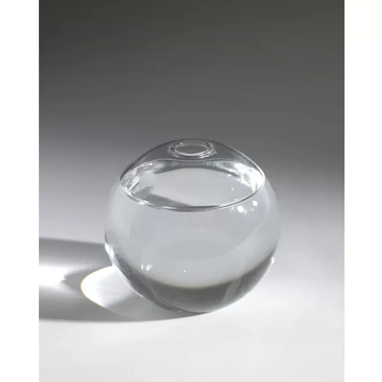

Custom Made Borosilicate Clear Flat Round Glass Globe Ball Table Vase, Clear transparent