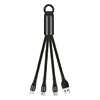 Short 2.4A 3 in 1 keychain fast charging cable