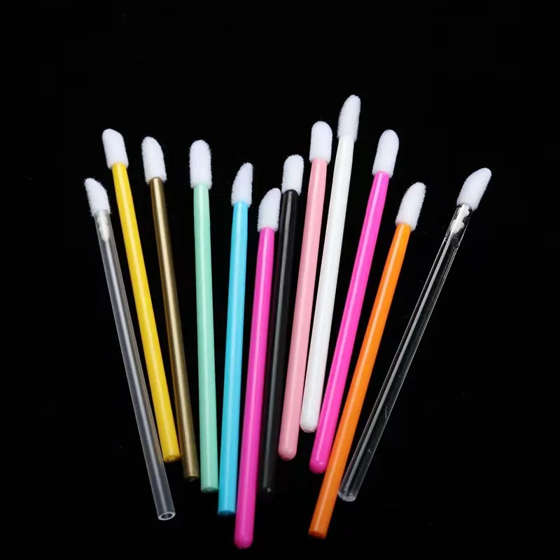 

Wholesale Cheap Price Sample Disposable Flocked Lip Brush 50pcs/bag For Makeup