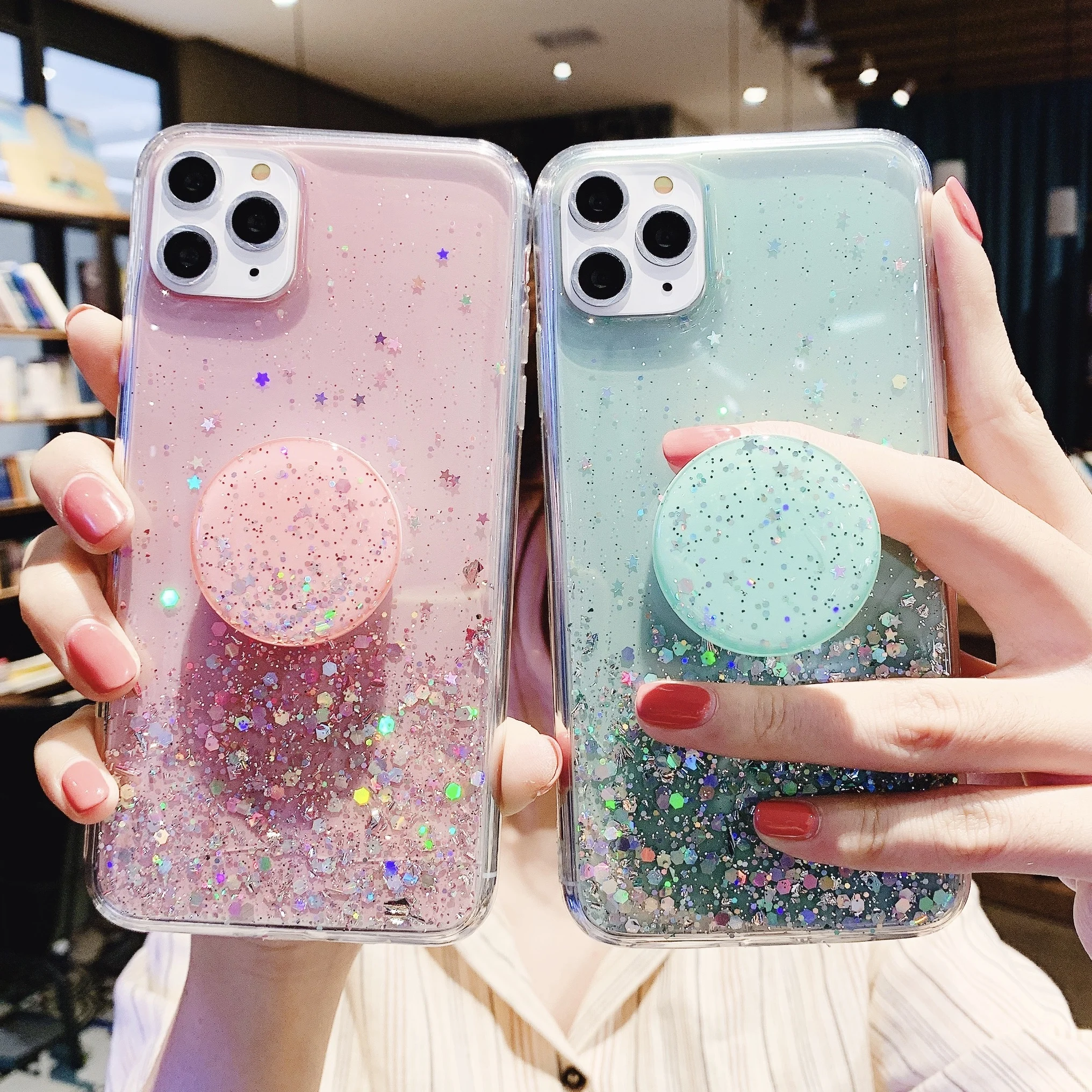 

Redmi Note7 Note6 Note5 Note8 Note10 Pro Go DIY Glitter Holder Stand Cases For Xiaomi CC9 CC9E F1 9SE 9 8 Soft TPU Clear Coque