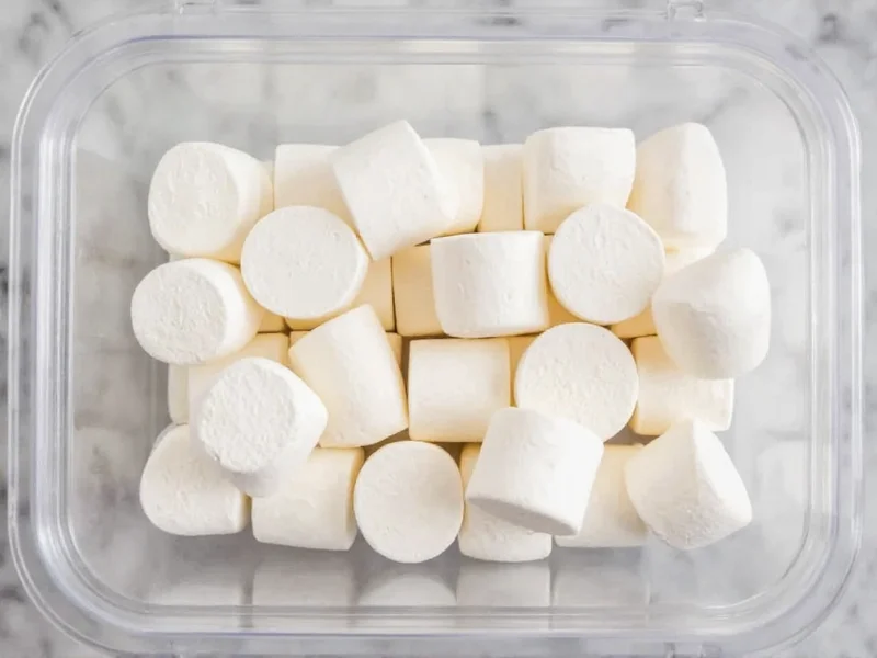 Properly stored homemade marshmallows in container