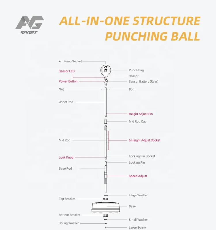 
2020 New Design Wireless Mobile App Tracking Speed Man Free Standing Boxing Ball Water Kick Heavy Kids Equipment Punching Bag 