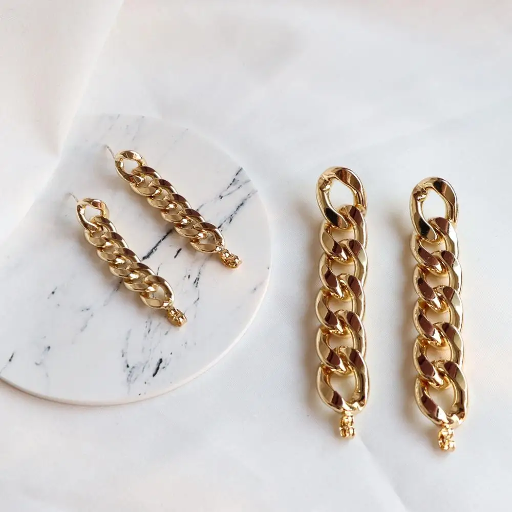 

Fashion Creative Punk Link Chain Drop Earrings Jewelry Simple Gold Metal Tassel Earrings for Women, Colorful