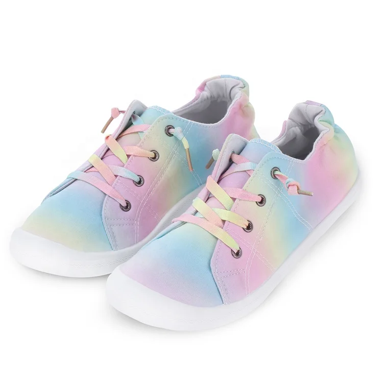 

Josiny In Stock Wholesale fashion Woman Rainbow Color Summer Shoes Canvas Casual Sneaker Shoes Women
