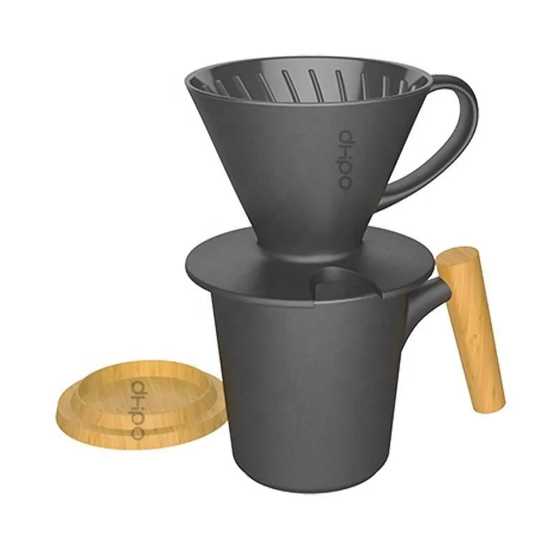 

New design food standard matte black organic coffee filter ceramic with bamboo lid