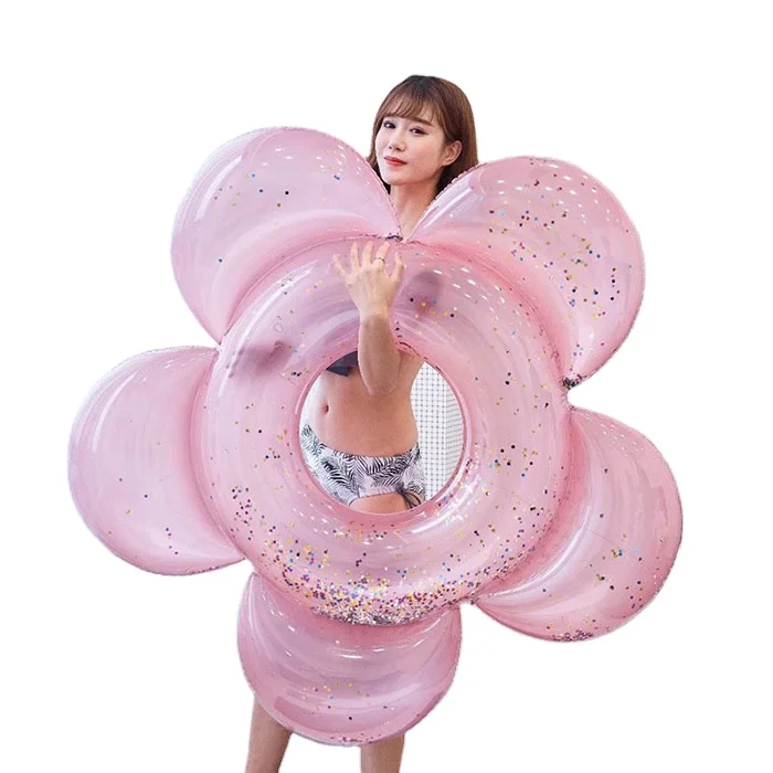 

Shiny sequins flower women girls hot sale stock beach sea water entertainment swimming float ring