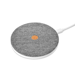 Round Desktop Qi Wireless Charging Pad Fabric Finish
