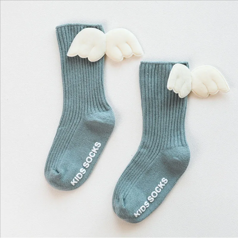 

Summer Autumn Cotton Socks Solid Candy Color Kids Toddler Short Socks For Children Baby Girls Knee High Socks Angel wing