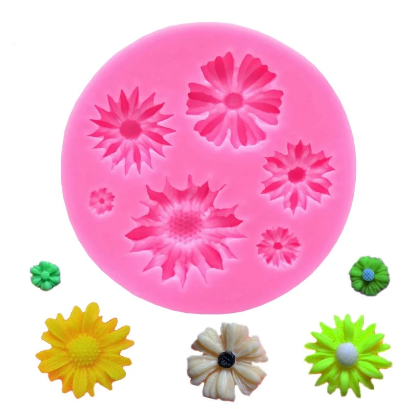

Sunflowers Silicone Molds Non Stick Cakes Moulds Fondant Decorating Tools Baking Candy Cupcake Decoration Bakeware, As picture