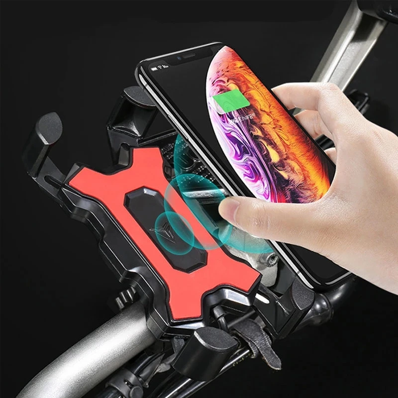 

Wireless Charging Motorcycle Phone Holder Handlebar Mirror Stand GPS Mobile Bracket Fast Wireless Bike Charger Mount for iPhone
