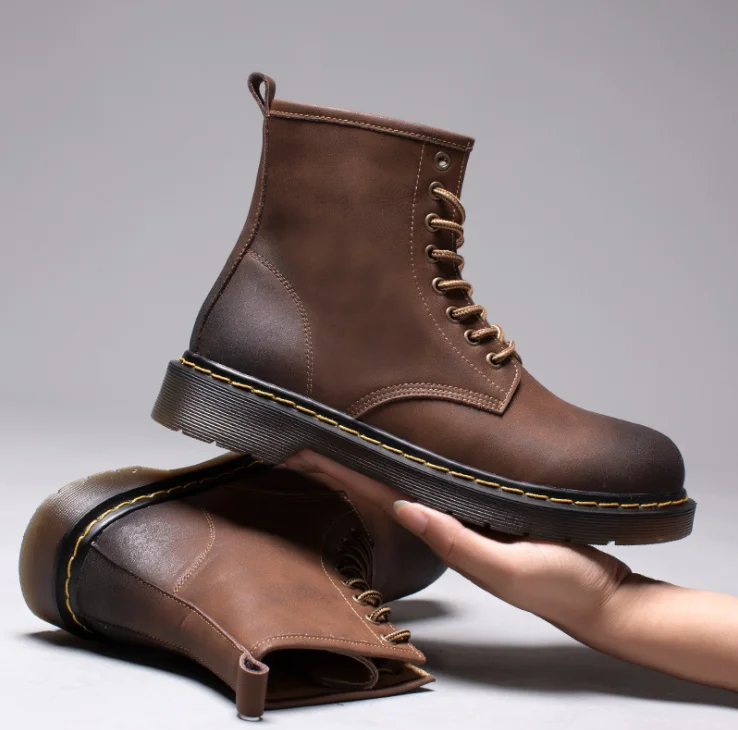 

2021 Autumn Winter Men's Boots Hot Style Martin Boots British Style High Top Men's Shoes Desert Boots, Brown