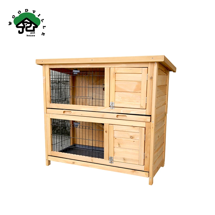 Wooden Rabbit Hutch Backyard Bunny Cage Multilayer Luxury Pet House