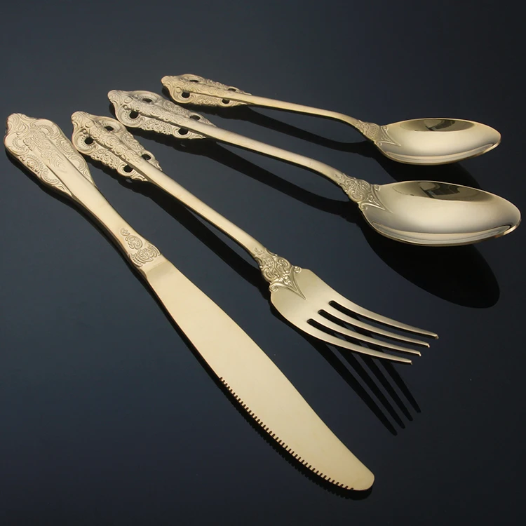 

2022 products Baroque Royal Luxury Stainless Steel 18/10 Flatware Set, Gold, silver