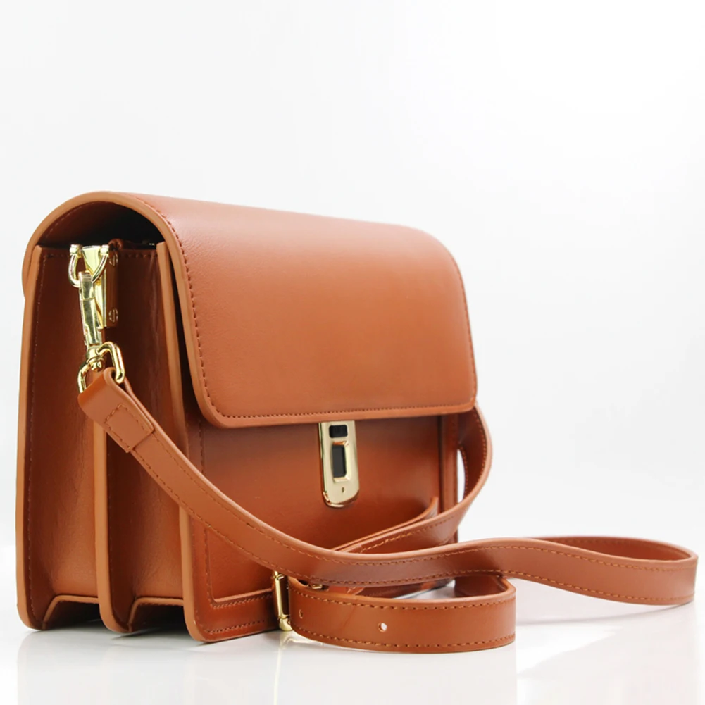 

China Manufacture Woman Bag 2021 Handbags Smart Fingerprint Woman Ladies Purse Bags For Girls At Good Price, Coffee + red