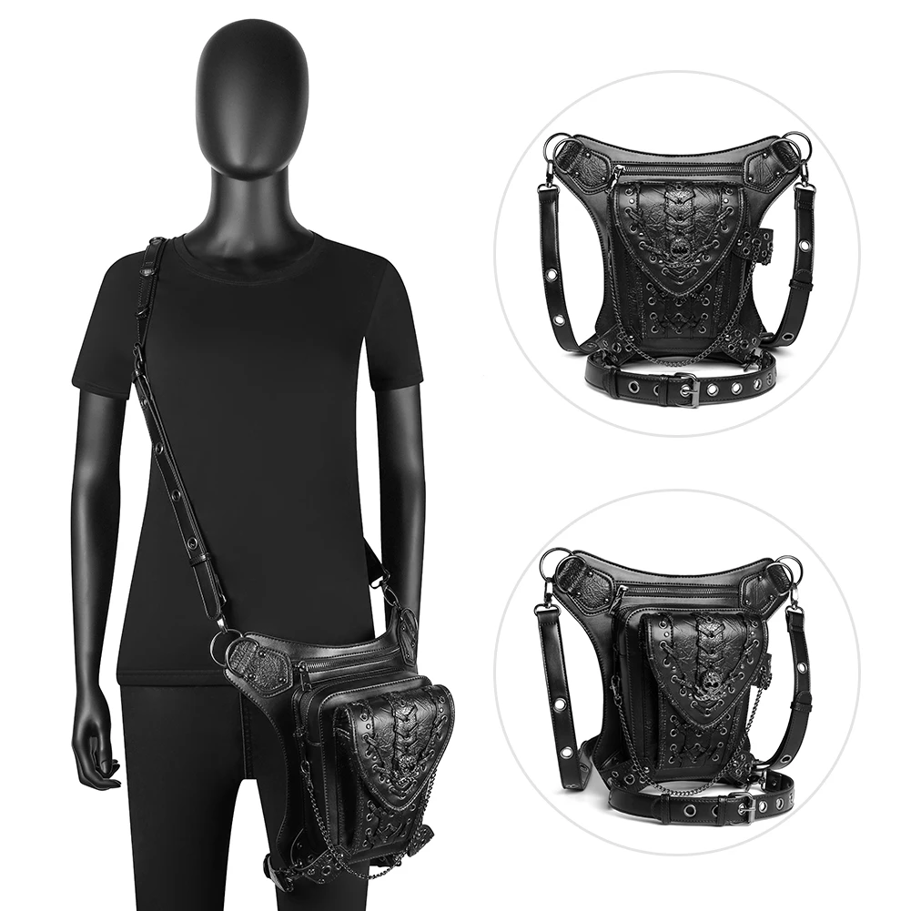 

New fashion steampunk female creative trend motorcycle pu leather sac a dos main pour femm cross body bags