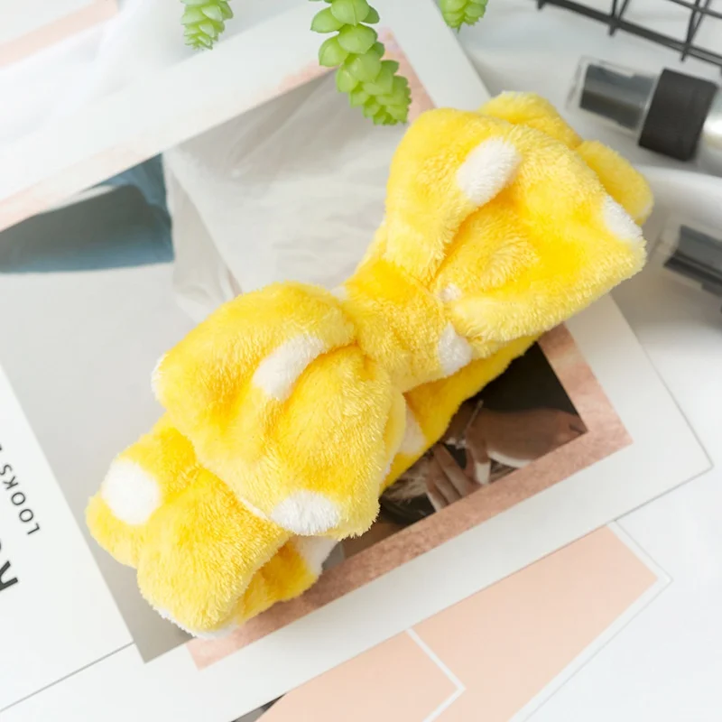 
Spa Headband Women Fleece Hair Lace Large Bow Face Wash Headband Makeup Hair Band 