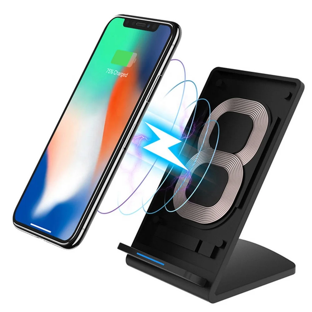 

QI Fast charging H8 Dual 2 coils 10W wireless mobile phone Quick charger holder station stand for apple for samsung, Black ,white