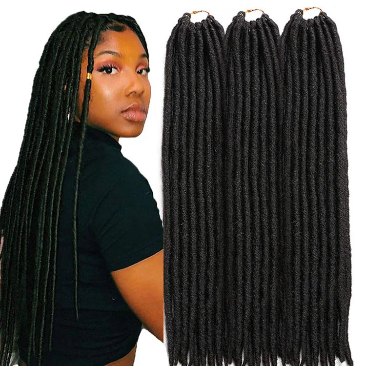 

Straight Faux Locs Crochet Hair Extensions Long Faux Locs Hair 20 Inch Solid And Two Tone Color Synthetic Fiber Braiding Hair, Black brown gray purple red green