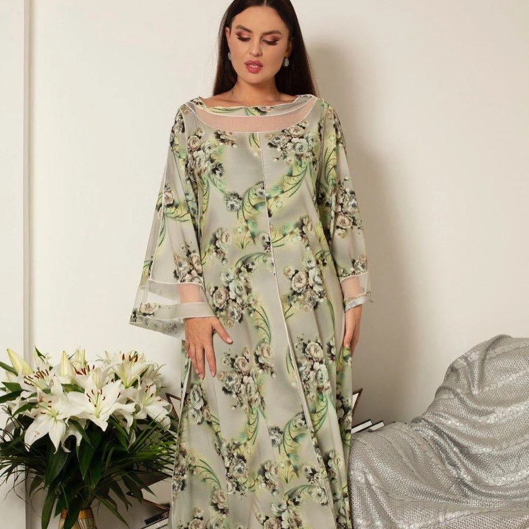

HJ ZMDR25 INS Hot Sale Islamic Clothing Floral Maxi Abayas From Dubai Women 2021 Muslim Dress