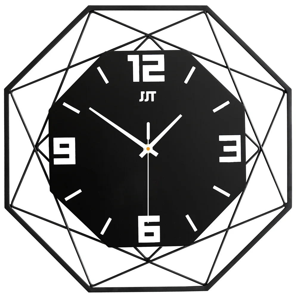 

Black indoor silent battery-operated metal decorative clock, European industrial old-fashioned large iron artreloj de pared, Black golden silver